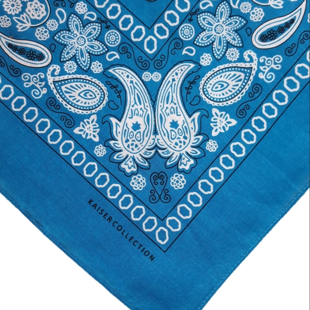 3 Piece Classic Bandana Scarf for Hair Neck and Head New Turquoise 100% Cotton - Picture 7 of 8